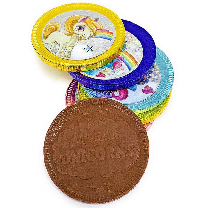 Sweet Gourmet SweetGourmet Magical Unicorns Milk Chocolate Coins with ...